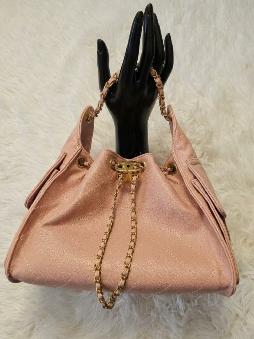 Quilted Should bag blush pink